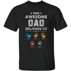 Awesome Dad Belongs To – Personalized Shirt – Hand Prints