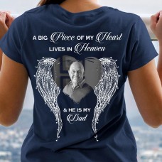 A Big Piece Of My Heart Lives In Heaven – Personalized Photo Back Printed Shirt