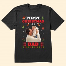 First Christmas As A Dad – Personalized Photo Shirt